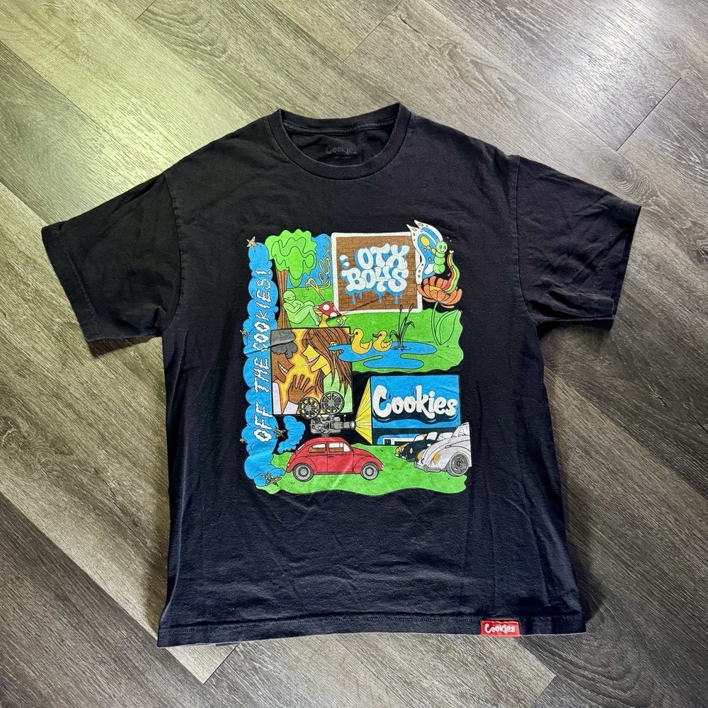 Cookies x OTXBOYZ Collage Black Streetwear Graphic T-Shirt Size Large